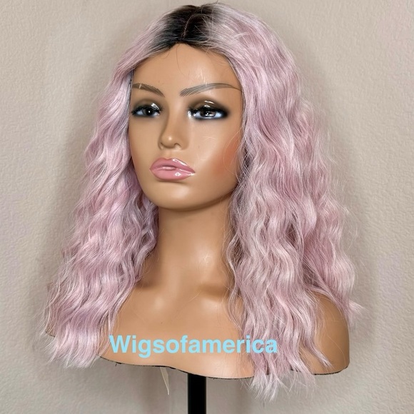 Pink bob wig  ombre black 16 inches long Heat ok - Picture 3 of 9